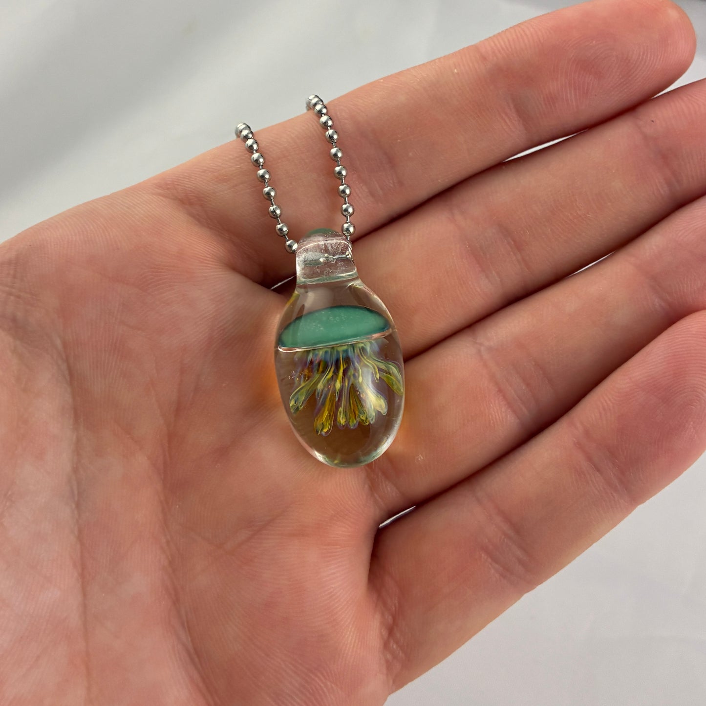 Aqua Glass Jellyfish Pendant