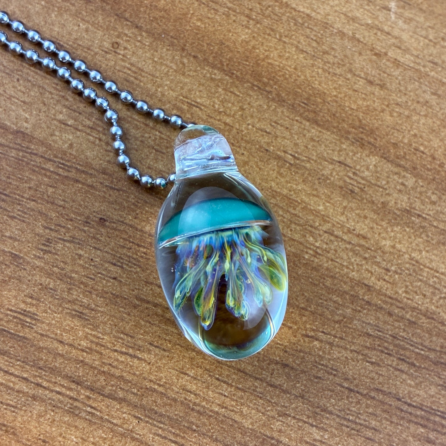 Aqua Glass Jellyfish Pendant