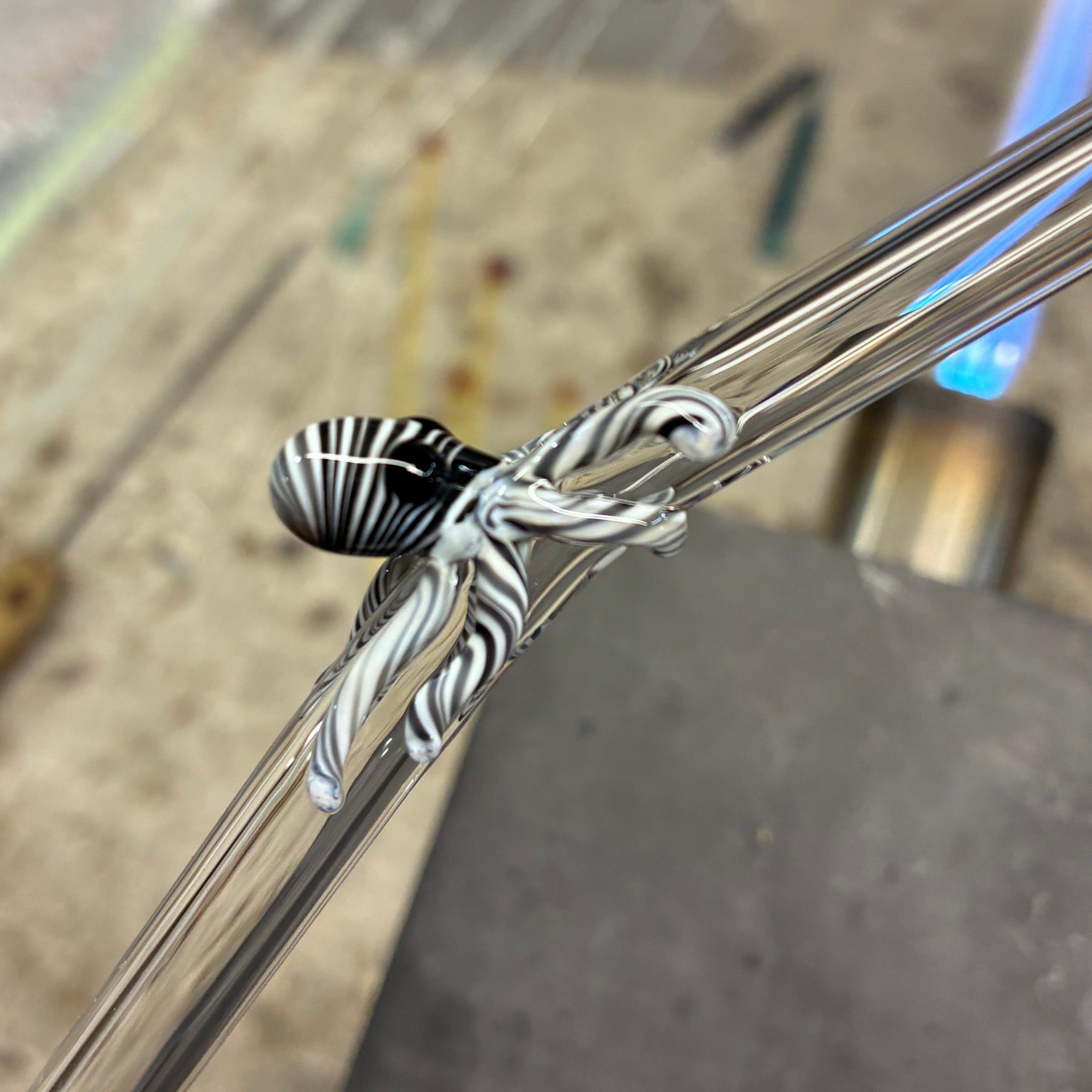 Glass Striped Octopus Straw
