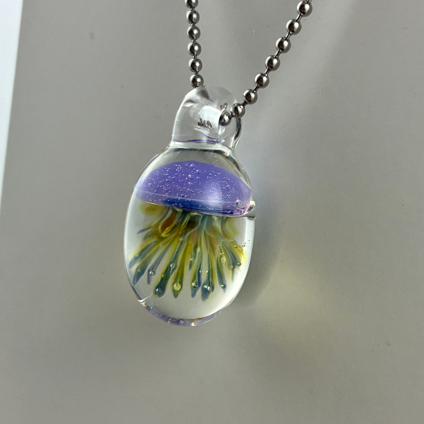 Pink Slyme Glass Jellyfish Pendant
