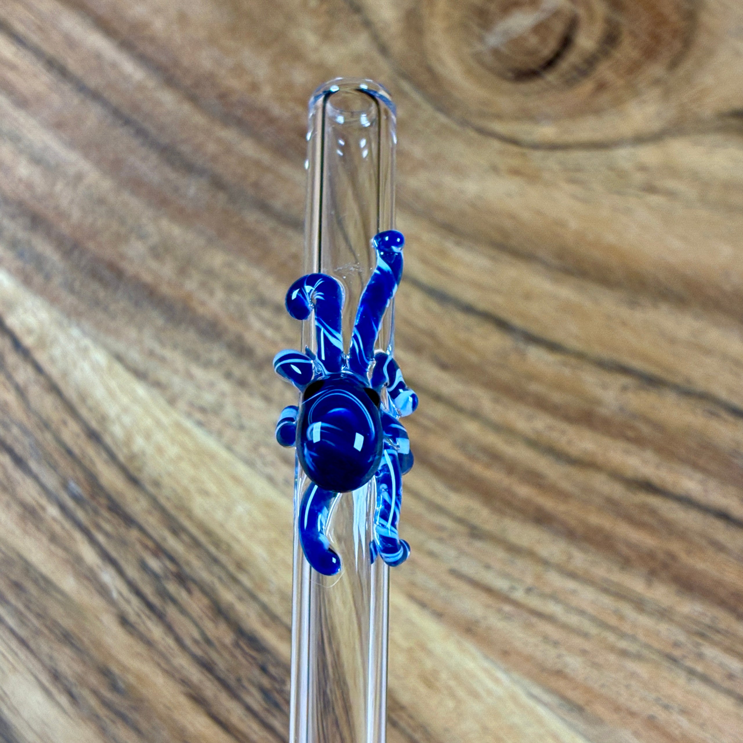 Glass Octopus Straw - Blue & White